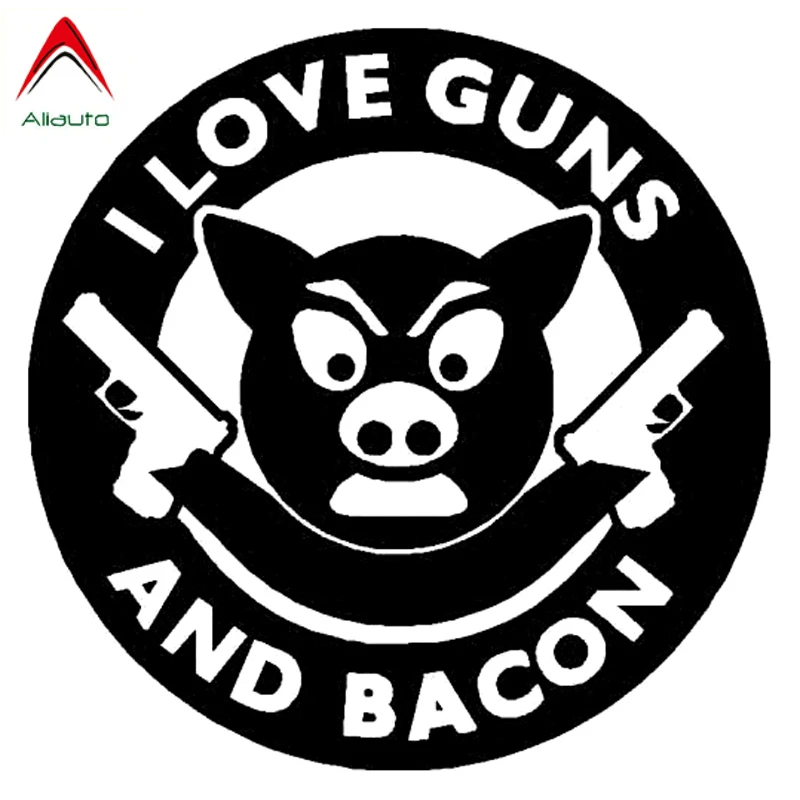 Модная Автомобильная наклейка Aliauto I Love Guns and Bacon виниловая индивидуальная