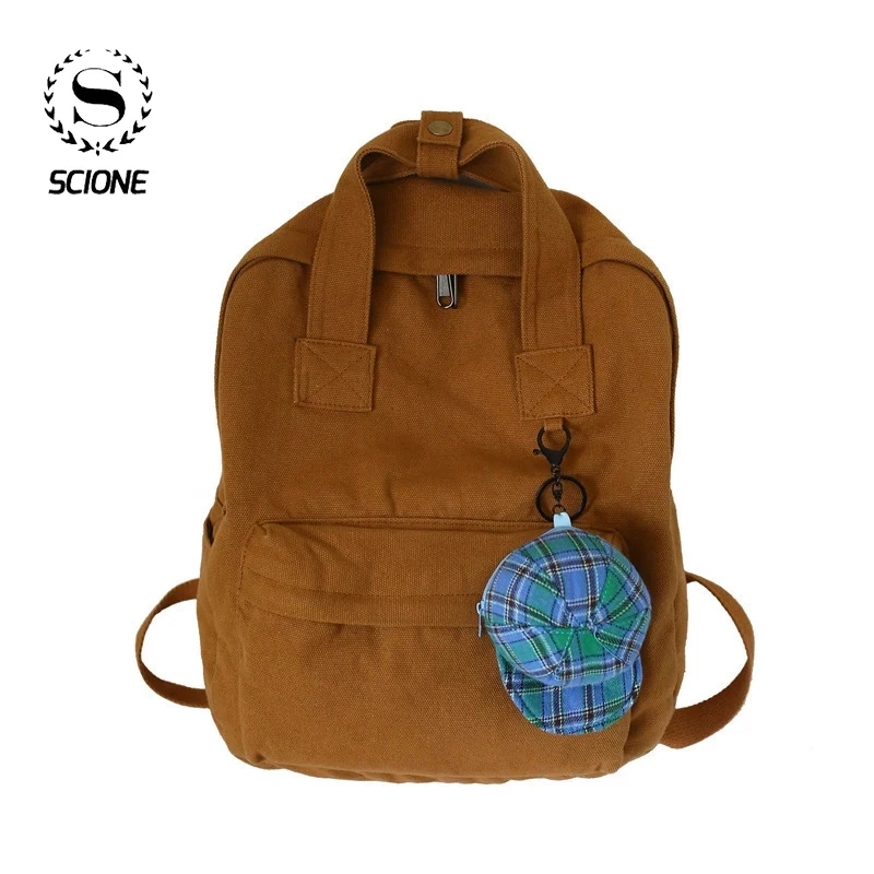 Мужской холщовый однотонный рюкзак Scione для студентов в Корейском стиле женщин и