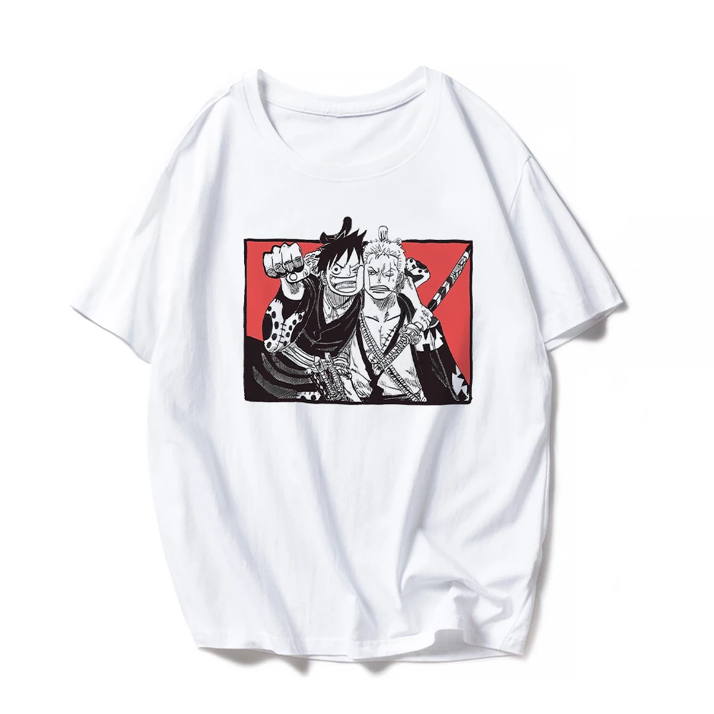 

One Piece Anime T-shirt Luffy and Zoro Japanese-style Harajuku Unisex Clothes Male Casual Summer Tops Women Short Sleeve Tees