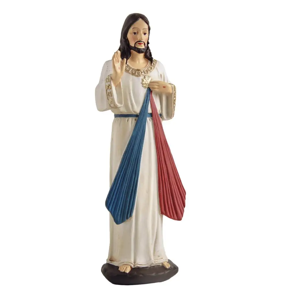 Ручная роспись Иисуса фигурка 19 см высотой Divine Mercy Статуя религиозные полимерные
