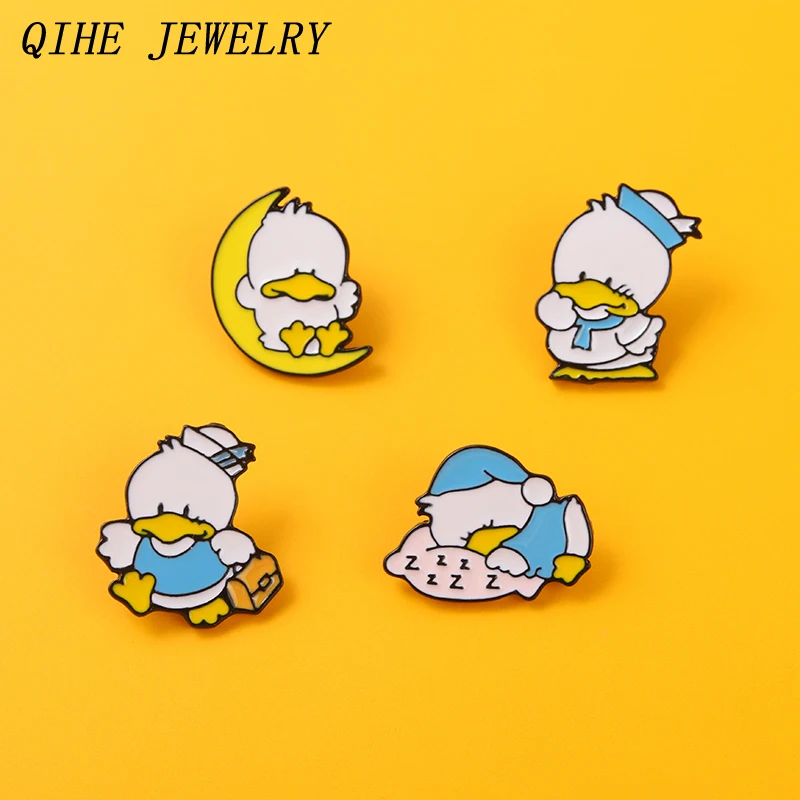 

Kawaii Duck Enamel Pins Sailor Suit Pajamas Moon Animal Custom Pin Brooch Badge Accessories Backpack Gift Friend Jewelry