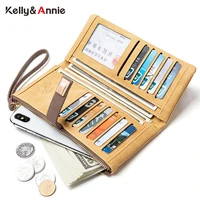wristband long clutch wallet women soft leather card holder zipper cell phone pocket large capacity purse female wallet carteras