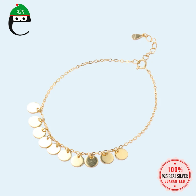 Женский браслет из серебра 100% пробы с золотой кисточкой|Гибкие и жесткие