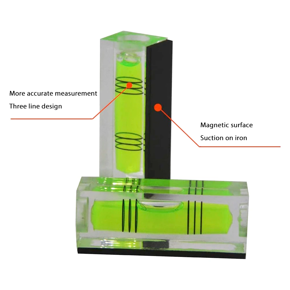 

2PCS 52*20*15mm Mini Level Bubble Three-Line Flat Bead High-Precision Spirit Level Green Measuring Range Level Measuring Tool