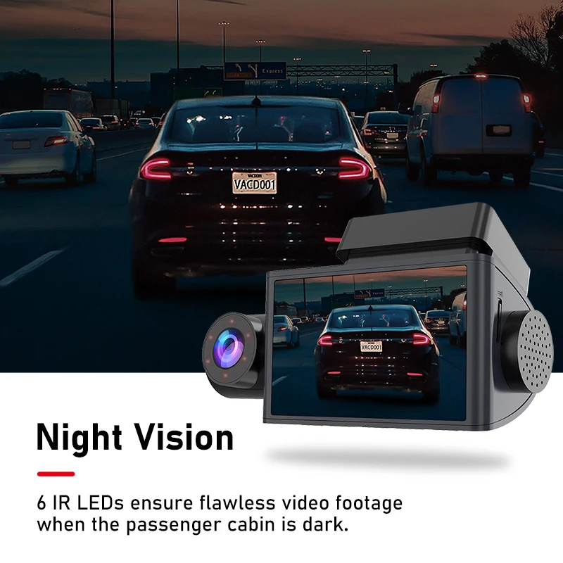 JADO D350S yi compact dash camera для вождения фронтальный и задний 1080P ночное видение HD три