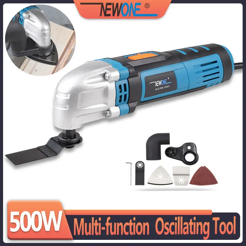 NEWONE 500W Oscillating Multi-tool Electric Trimmer Multi Angle Cutting Power Tool Renovator with saw blades