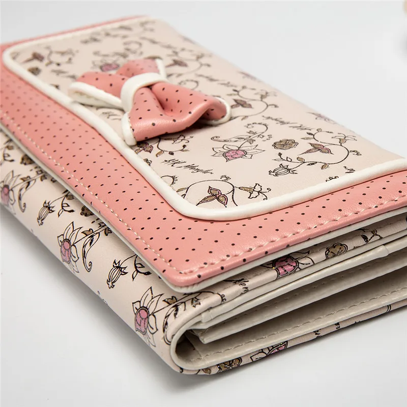 Милый кошелек с бантом маленькие свежие кавайные женские модные кошельки для