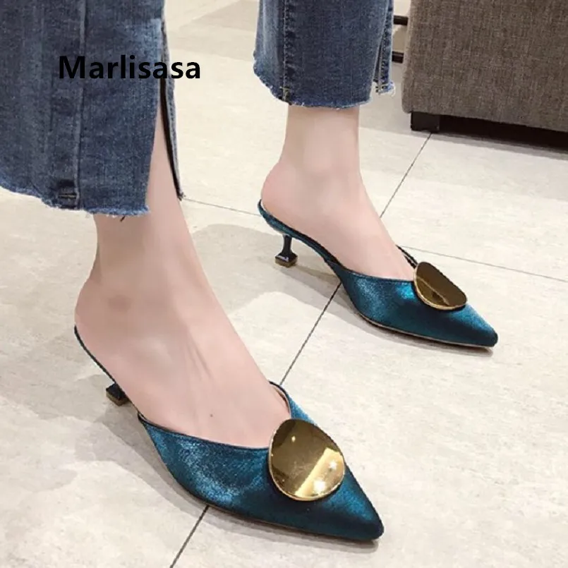 Женские классические туфли Marlisasa синие лодочки на высоком каблуке без застежек
