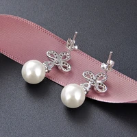 new earrings accessories s925 sterling silver zircon pearl earrings ladies fashion personality jewelry
