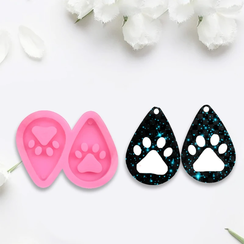

Dog Paw Keychain Epoxy Resin Mold Key Chain Earrings Pendants Silicone Mould DIY Crafts Jewelry Decorations Casting Tools
