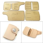 Сделай Сам, кожаный кошелек ручной работы, шаблон из крафт-бумаги, сделай сам, кожаное ремесло, изготовление короткого кошелька, шитье, рисунок