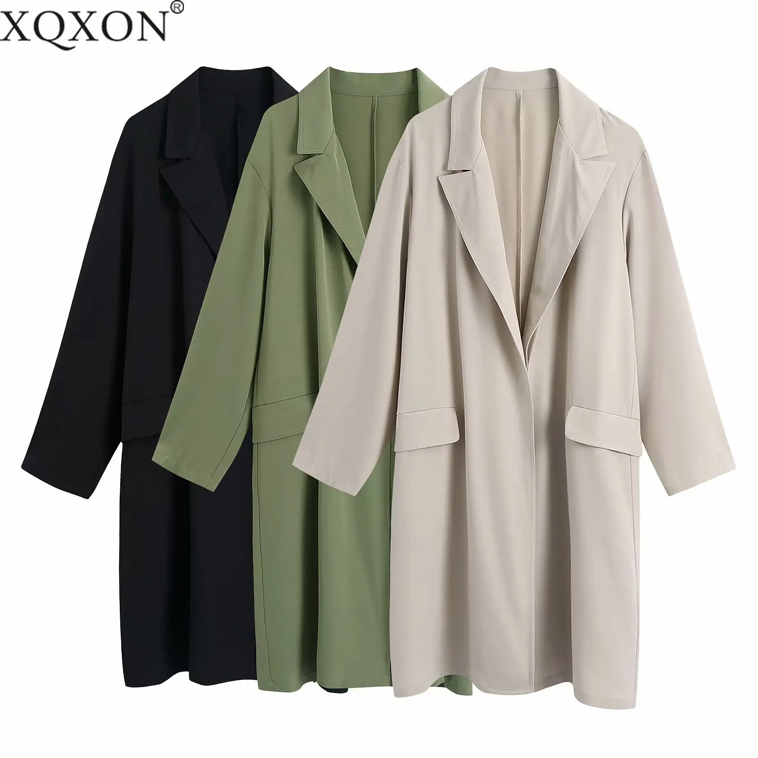 

Женский Длинный тренчкот в английском стиле, элегантная офисная Повседневная ветровка с отложным воротником, осень 2021