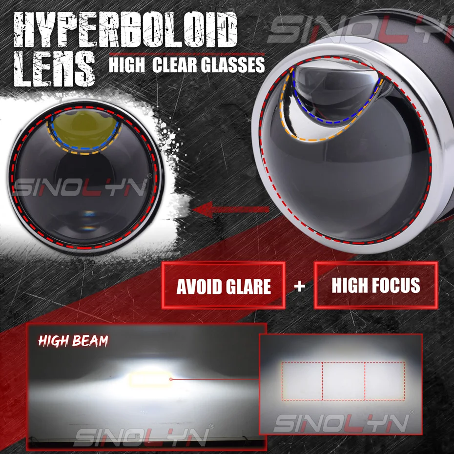 sinolyn hyperboloid fog lights bi led fog lenses ptf matrix projector lens led lights for car 6000k3000k car products retrofit free global shipping