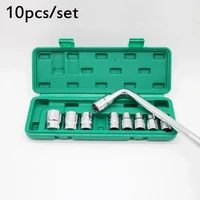 10 piece socket set mirror chrome plated l shaped wrench set hand tool wrench bent rod car repairtool
