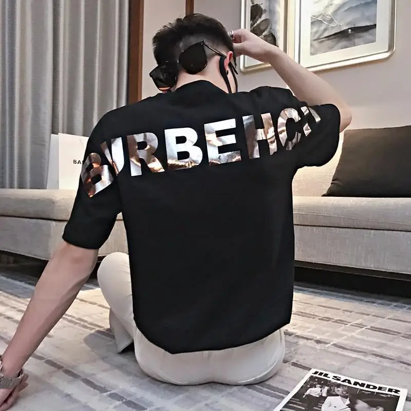 

2021 early spring new men's short sleeve T-shirt men's trend round neck loose T-shirt half sleeve clothing base shirt