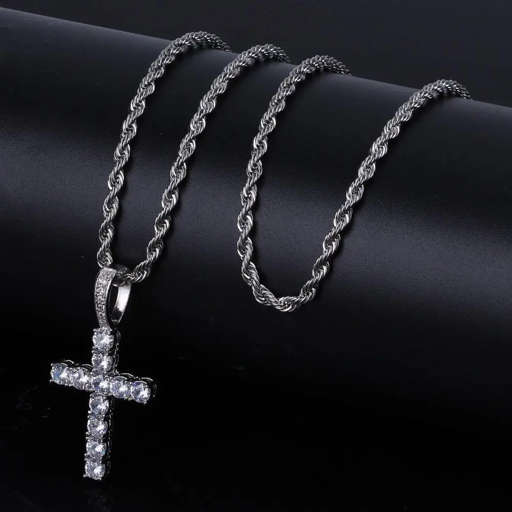 

Classic iced out cross pendant Brass Gold Plating 5A Zircon setting Ankh Drip Shiny Hip hop Cross Pendant