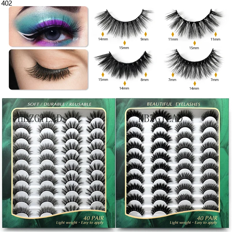 400 Pairs 3D Mink Eyelashes Natural Long False Eyelashes Densely Volume Fake Lashes Makeup Extension Eyelash Lashes Makeup Tools