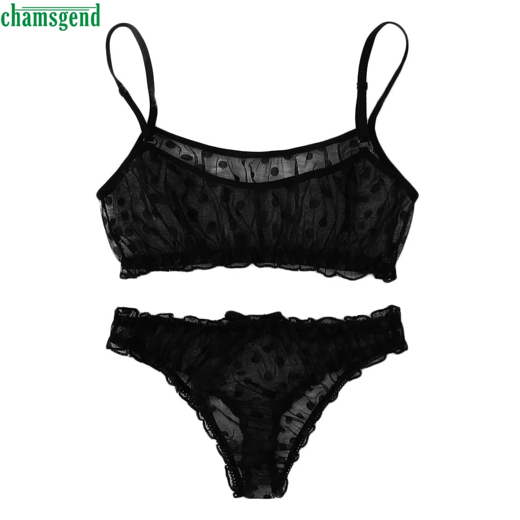 Chamsgend новые женские сексуальные короткие комплекты в горошек Сетчатое нижнее белье комплект пижамы черный комплект нижнего белья с регулируемыми бретелями бюстгальтер Juegos Breves