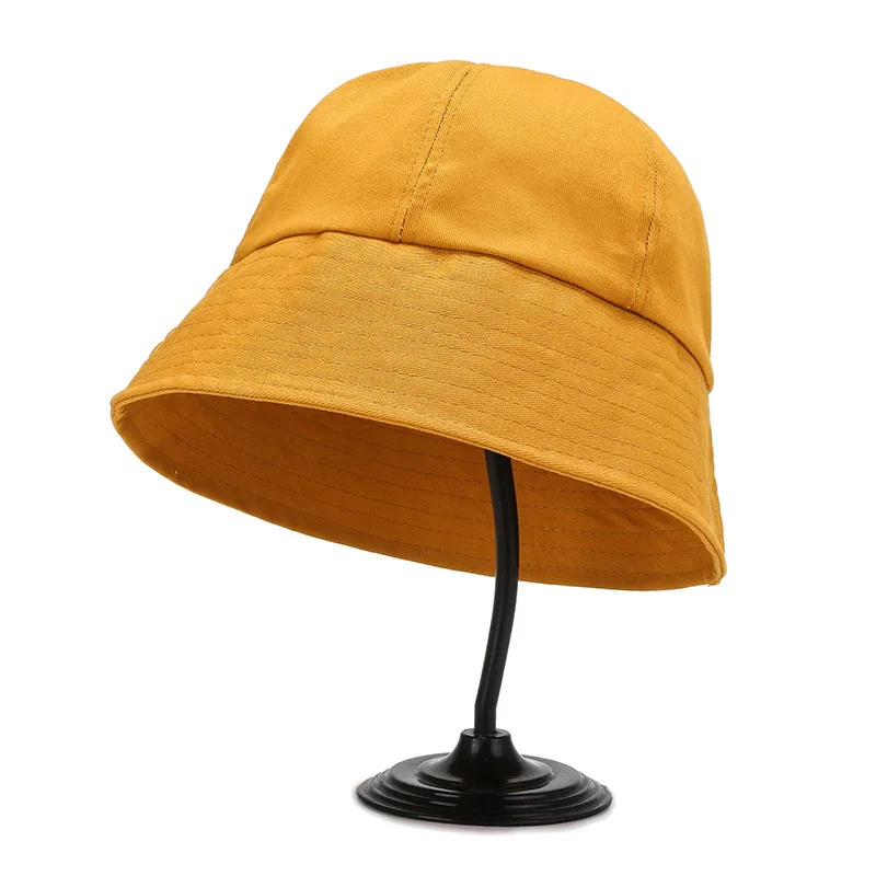 

Unisex Cotton Bucket Hat Fashion Korean Hat Foldable Solid Wide Side Outdoor Sunscreen Sun Hat Panama Cap Sombreros De Mujer