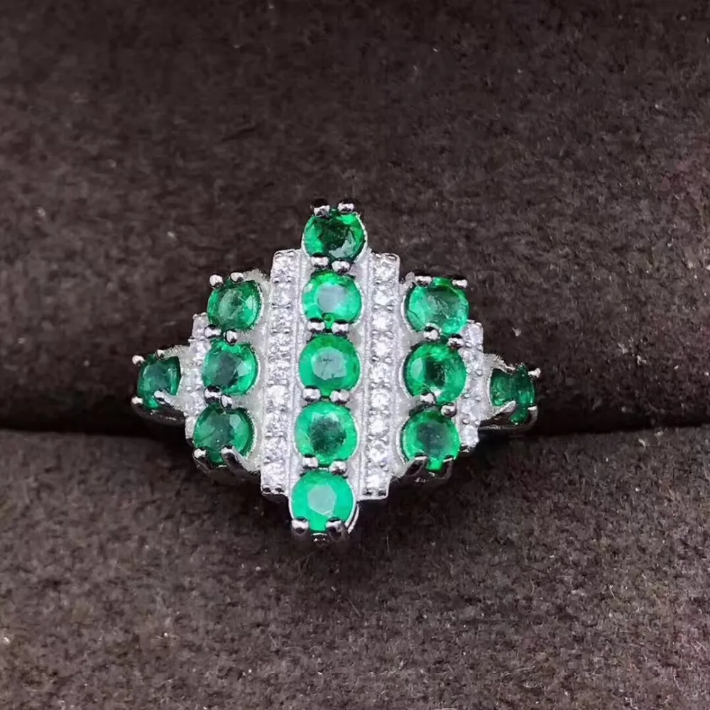 

Emerald ring Natural real emerald3mm 925 sterling silver Free shipping For women or women 13PCS gems