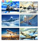 Diy Алмазная мозаика, авиация, небо, полностью Стразы, картина 5D, круглая Алмазная картина Vliegtuig, алмазная вышивка, вертолет 6Jh13