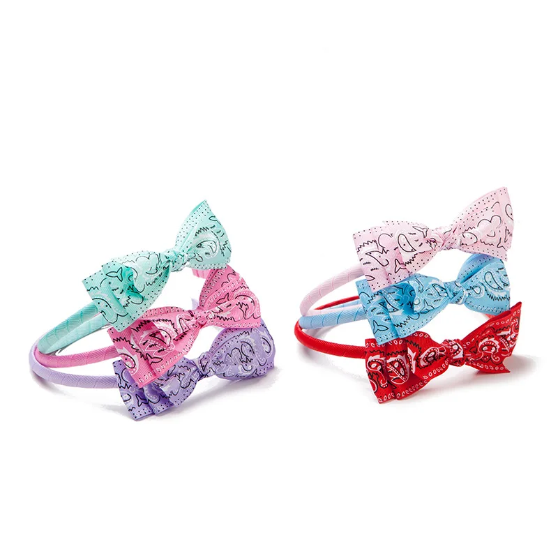 

2021 Europe and America Cloth Cute Print 11 Colors Girl Bow Hair Clasp