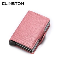 top leather double layer women hasp card holder case pink wallet python fashion simple beauty lady bank credit card holder gift
