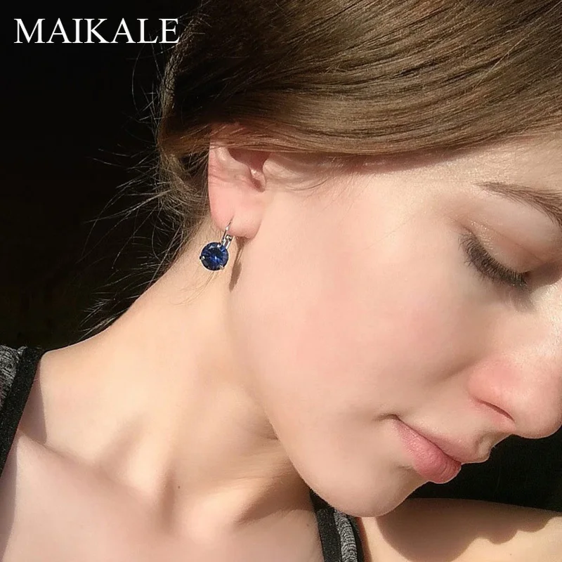 MAIKALE, простые 10 мм Серьги с цирконием кубической огранки для женщин, круглые, цветные, с кристаллами CZ, золотые, серебряные, маленькие серьги, хорошее ювелирное изделие, подарок