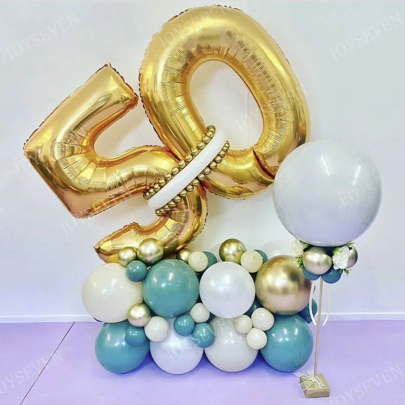 Metallic Latex Balloons Gold Number Balloon Set 18 21 30 40 50 60th Adult Birthday Party Decoration Chrome Helium Globos