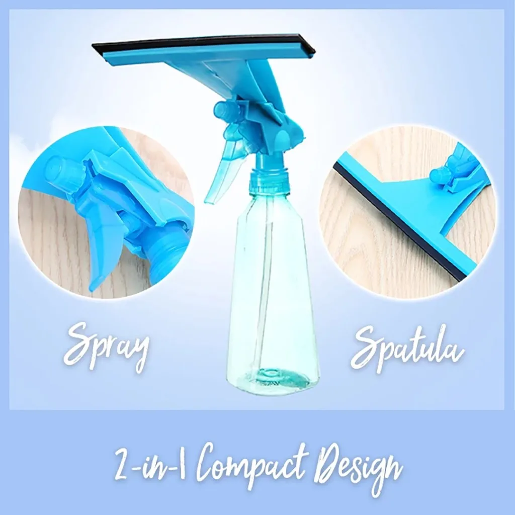 2 in 1 Spray Bottle With Scraper Wiper Glass Cleaner For Cleaning Home Window Mirror Kitchen Bathroom Car | Дом и сад