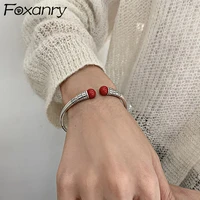 foxanry 925 stamp engagement bracelet for women new fashion creative matches thai silver punk party jewelry gifts
