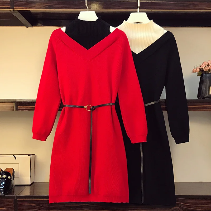 

New Autumn Winter Women Knitted Dress Turtleneck Sweater Dresses Lady Slim Bodycon Long Sleeve Bottoming Dress Vestidos Clothing