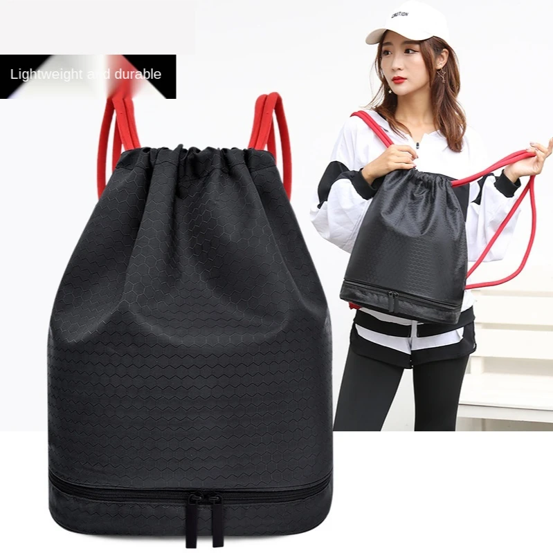 Drawstring waterproof sports bag cover water bag gym backpack men and women dry and wet separation yoga