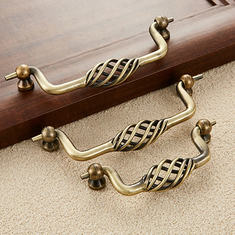 Мульти Стиль старинный Бронзовый Шкаф ручки выдолбленные клетка ящика дверные