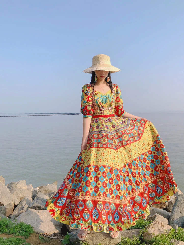 

Plus Size Maxi Dress Floral Casual Korean Fashion Summer Dress 2021 Long Dress Dropshipping Boho Clothing E Girl Vestido Casual