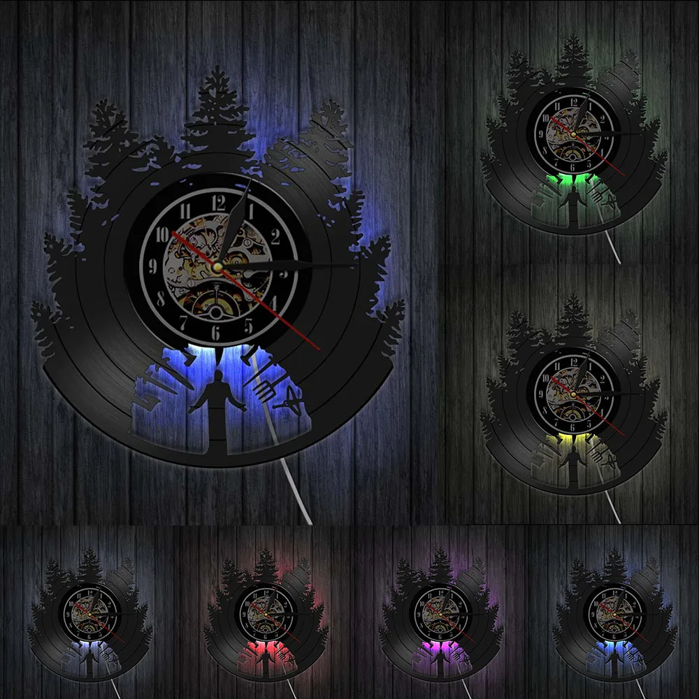 Настенные часы с виниловой пластиной винтажные садовые инструменты в фермерском