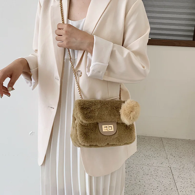 2019 зимние модные меховые роскошные сумки с маленькой цепочкой и леопардовым