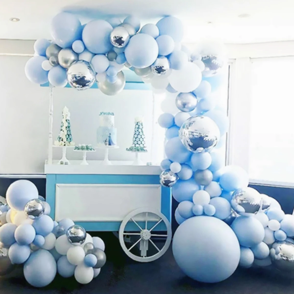 Macaron сине-белые воздушные шары-гирлянды арочный Комплект свадебный воздушный шар