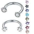 1 шт., кольцо для ушной хрящ Хеликс с кристаллом циркония, для перегородки носа, губ, пирсинга бровей, украшения для тела 16 г