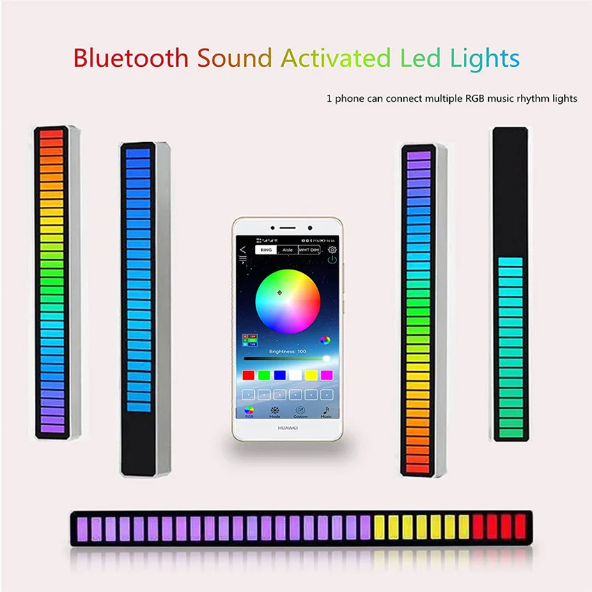 LED Smart Car Light Bars USB RGB Sound Control Pickup Rhythm Lamp Music Atmosphere for Bar DJ Party Desktop Decoration Lighting