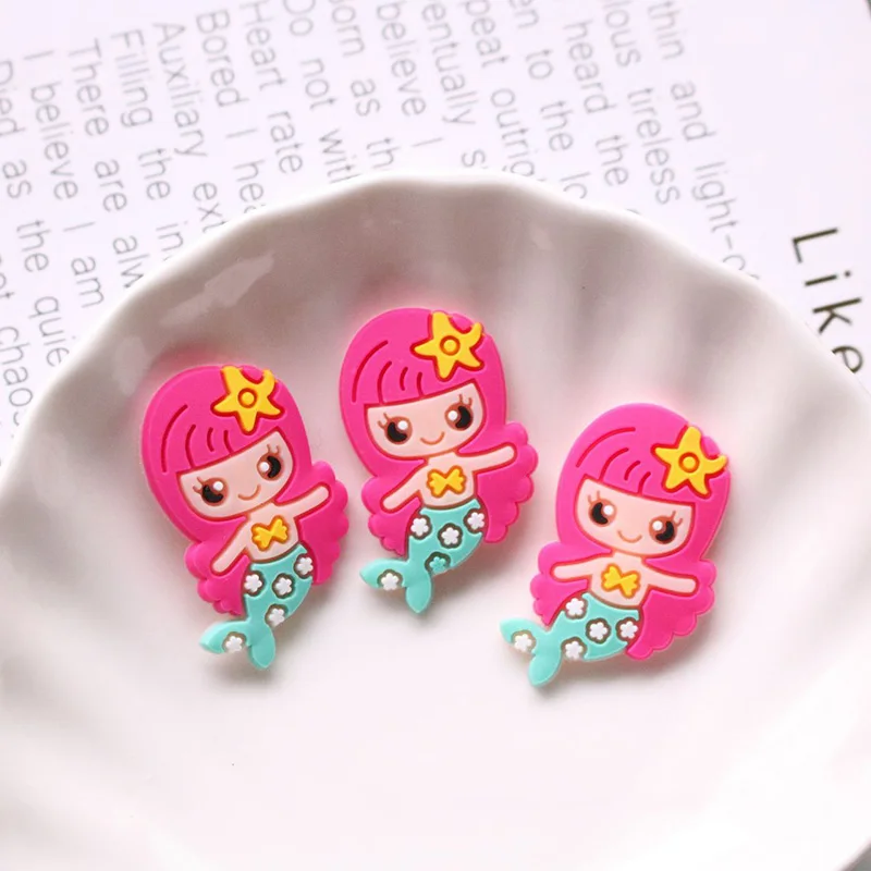 10 шт./лот Kawaii Мультфильм Русалка плоская задняя резинка ремесла DIY Украшения для