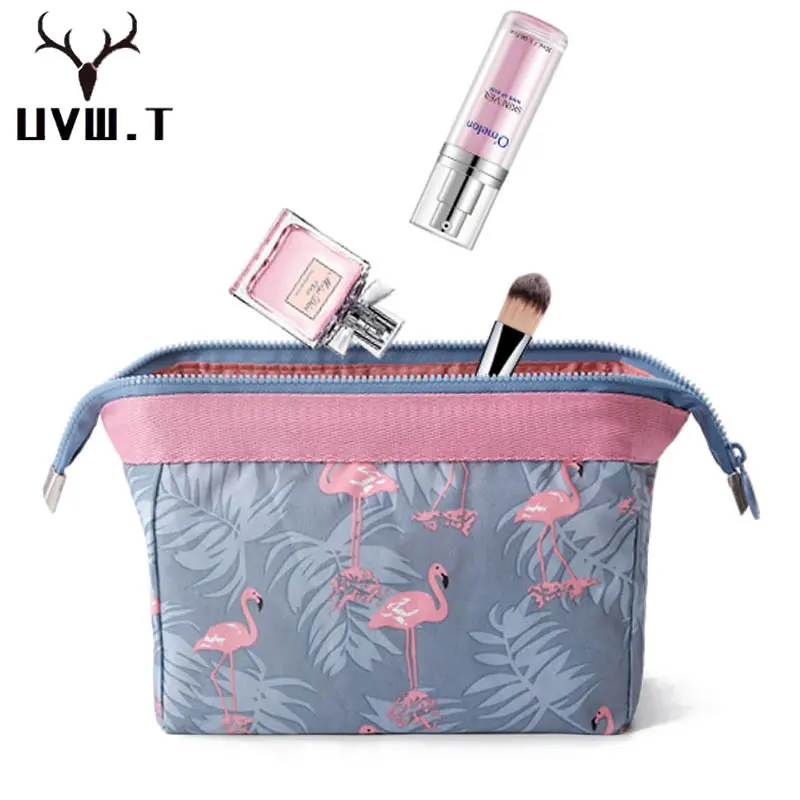 Женские дорожные сумки для макияжа с изображением животных фламинго косметичка
