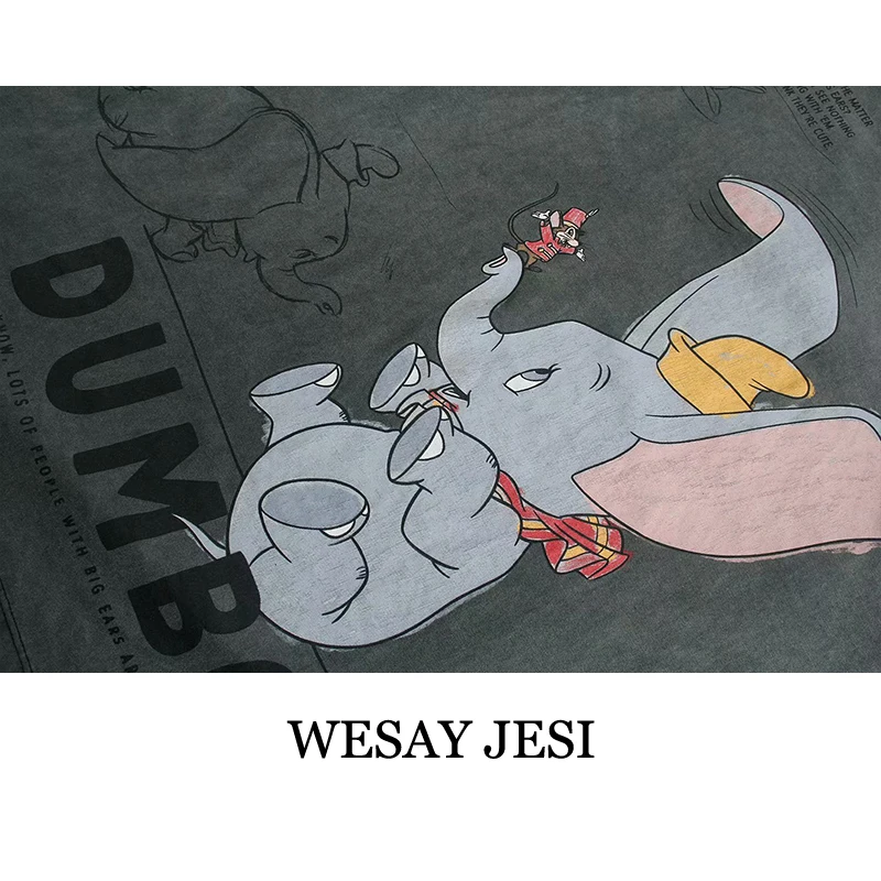 

WESAY JESI Summer Short Sleeve T-shirts Fashion Oversized Casual Color Printing Top Women 100% Cotton O-Neck Female Streetwear