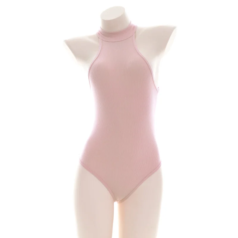 Косплей без рукавов боковая молния высокий воротник сексуальные розовые тонкие