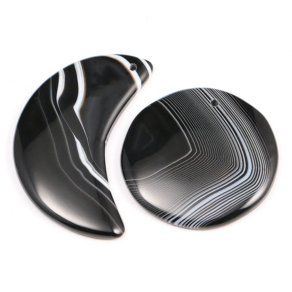 

5Pcs Charm Natural Stone Black Stripe Agates Pendants Charms Temperament for Jewelry Making Necklace Accessories Gift For Women