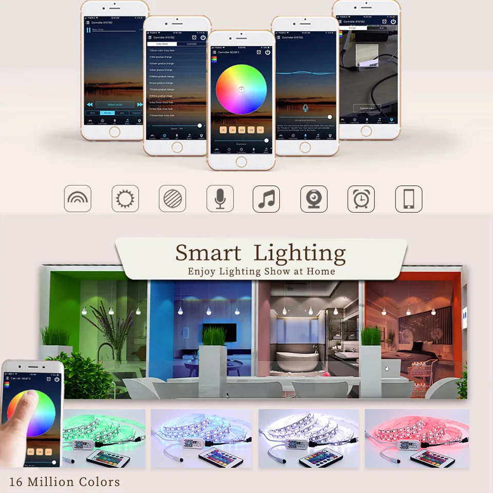Умный светодиодный светильник с wifi, белый, теплый, белый, RGB, водонепроницаемая светодиодная лента 5050, 5 м, 10 м, 15 м, светодиодный светильник с контроллером wifi