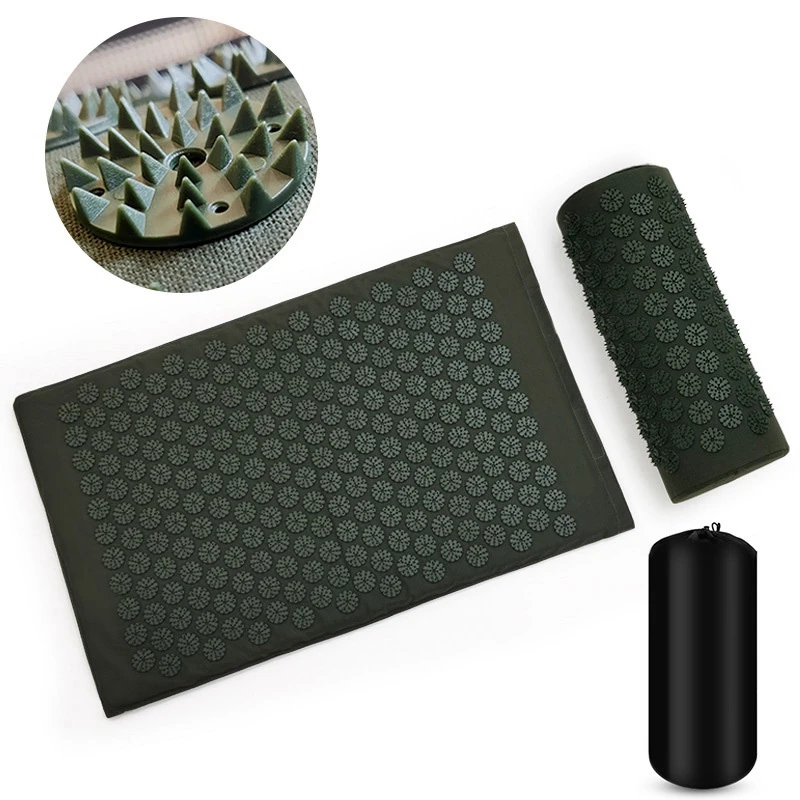 

Acupressure Mat Massage Mat and Pillow Set Yoga Acupuncture Cushion Relieve Back Neck Muscle Pain Body Massage Mat
