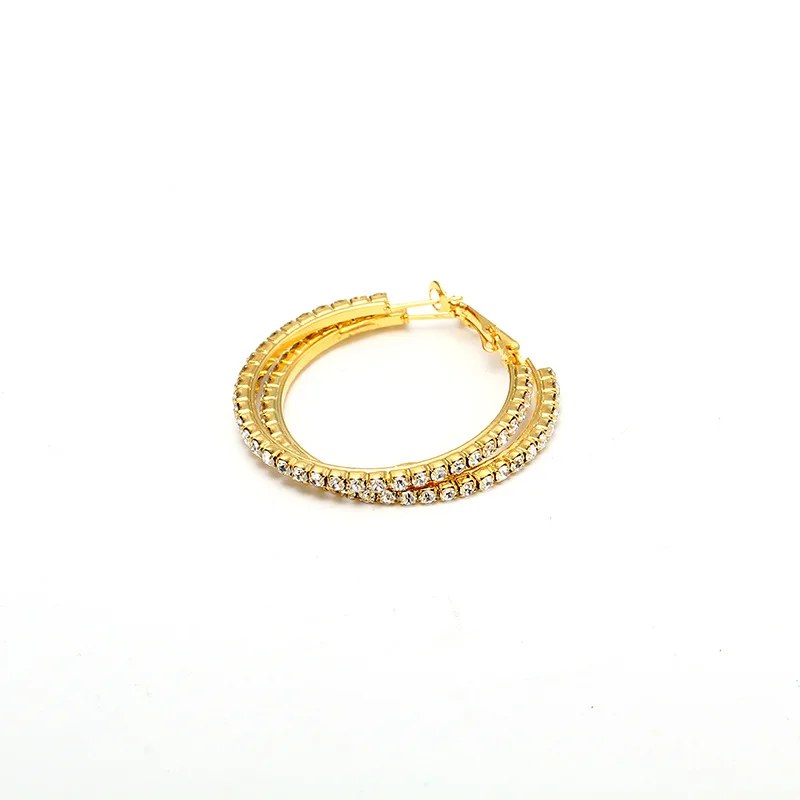 gold 40mm TREAZY серебро/золото цвет большой кристалл серьги-кольца Классический Полный Стразы круглые серьги для женщин вечерние круглый модный Brinco - Окраска металла: gold 40mm