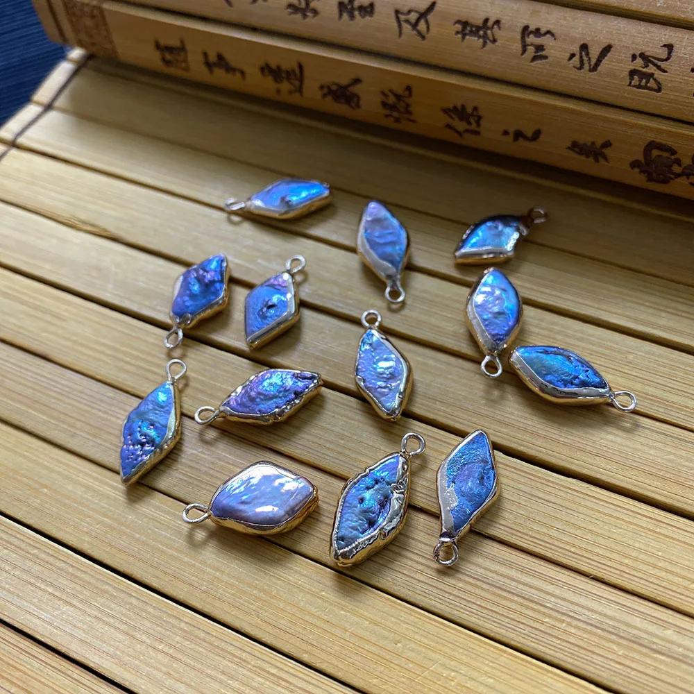 

Natural Freshwater Pearl Pendant Black Irregular Diamond Shape Gold Edge Making Fashion Jewelry Decoration Accessories Wholesale
