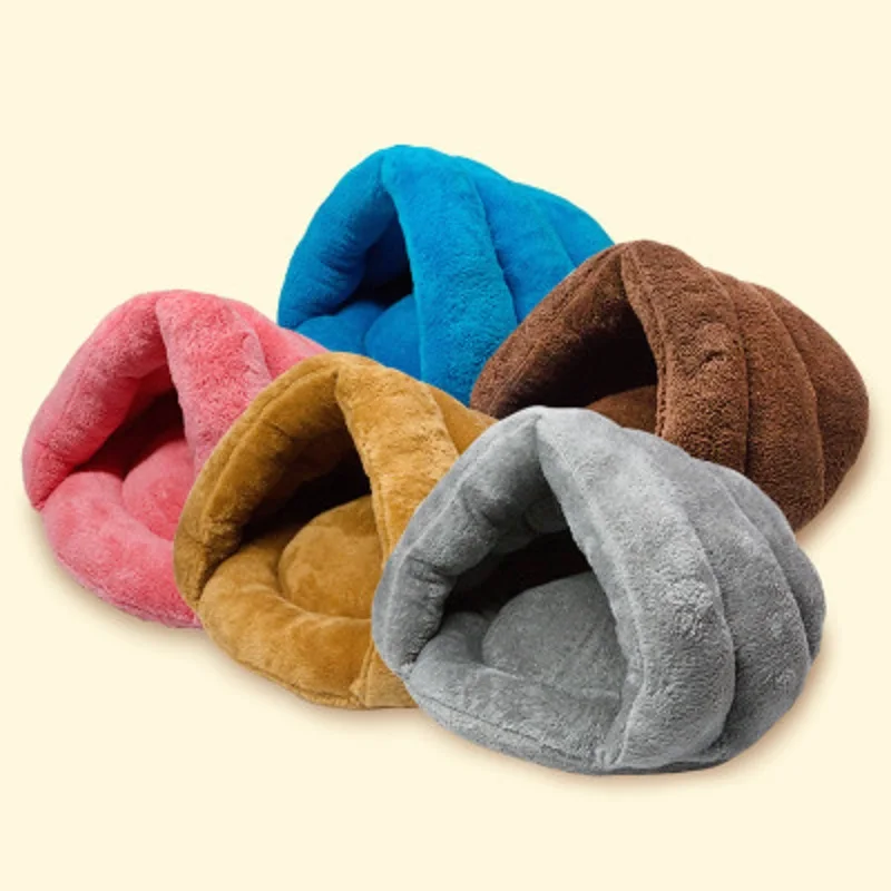 

5 Colors Soft Fleece Winter Warm Pet Dog Bed 2 Different Sizes Hand Wash Small Dog Cat Sleeping Bag Puppy Caved Bed